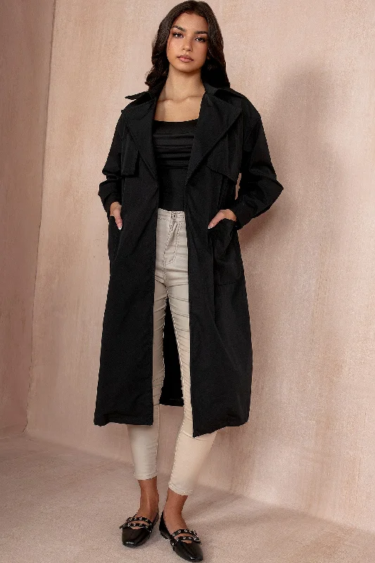 Christmas Magical Holiday Atmosphere Holland Black Belted Trench Coat