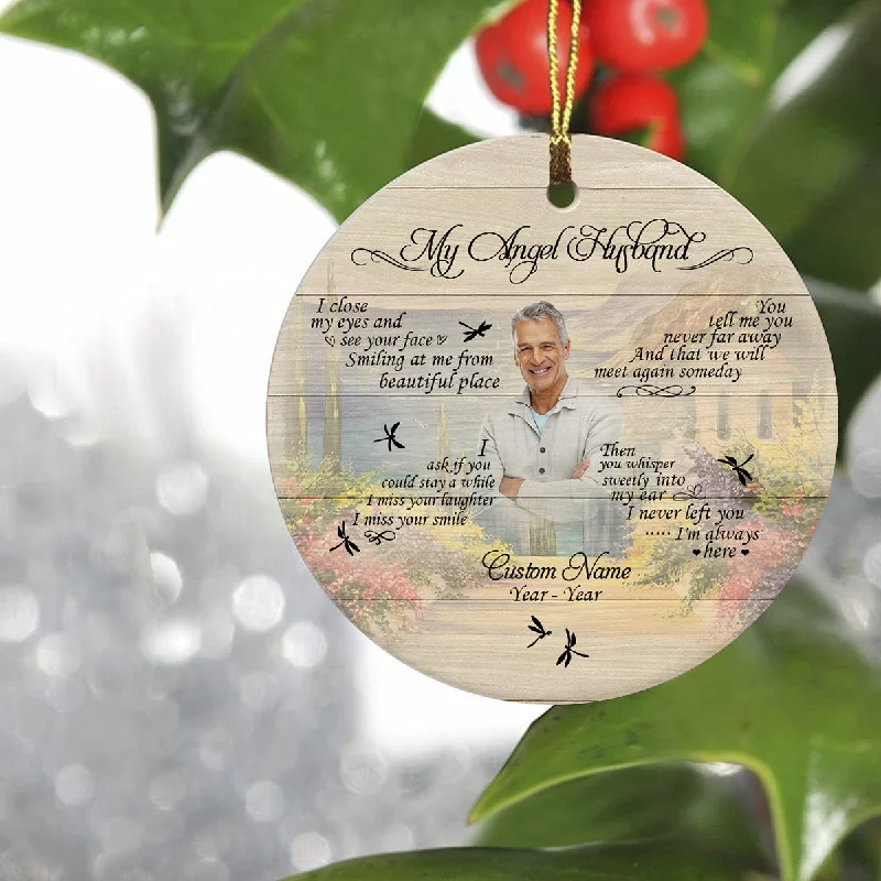 Husband Memorial Ornament - My Angel Husband, Christmas in Heaven, Husband Remembrance Home Decor, Memorial Gift for Loss of Husband| NOM167 Husband Memorial Ornament - My Angel Husband, Christmas in Heaven, Husband Remembrance Home Decor, Memorial Gift for Loss of Husband| NOM167