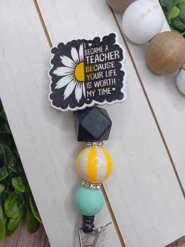 I became a Teacher Retractable Beaded Badge Reel