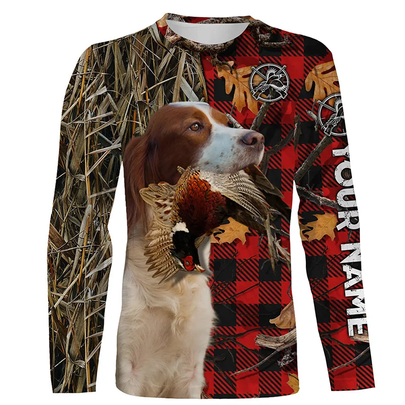 Irish Red & White Setter Pheasant Hunting Dog Red Plaid Camo Custom Name Shirts, Christmas Gifts for Hunters FSD4248 Irish Red & White Setter Pheasant Hunting Dog Red Plaid Camo Custom Name Shirts, Christmas Gifts for Hunters FSD4248