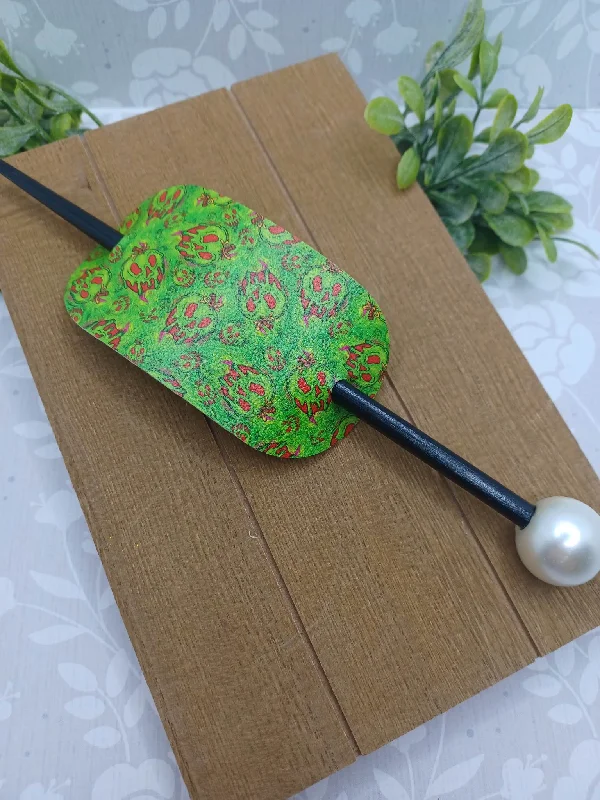 Christmas Scented Holiday Candles Jack O Lantern Patterned Ponytail Accessory w/ Black Hair Stick Christmas Scented Holiday Candles Jack O Lantern Patterned Ponytail Accessory w/ Black Hair Stick