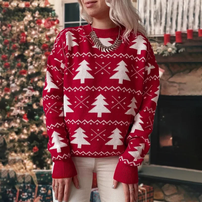 Christmas Peaceful Holiday Nights Jacquard Knitted Full Sleeve Warm Soft Christmas Sweater Christmas Peaceful Holiday Nights Jacquard Knitted Full Sleeve Warm Soft Christmas Sweater