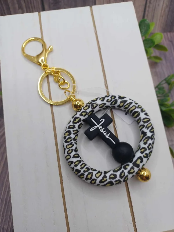 Christmas Centerpiece Jesus Leopard Beaded Keychain