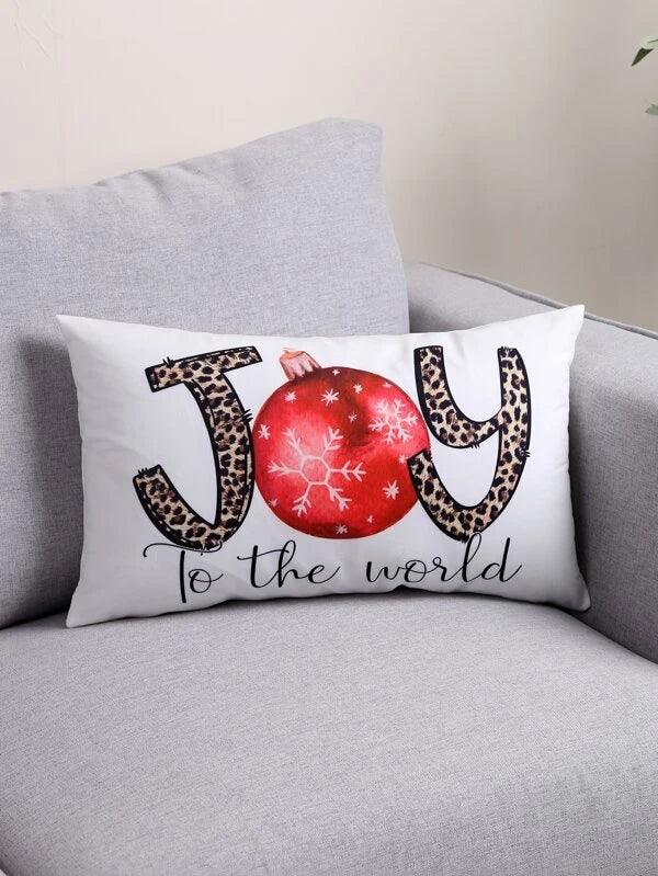 Christmas Festive Candle Arrangements Joy to the World Lumbar Pillow Cover