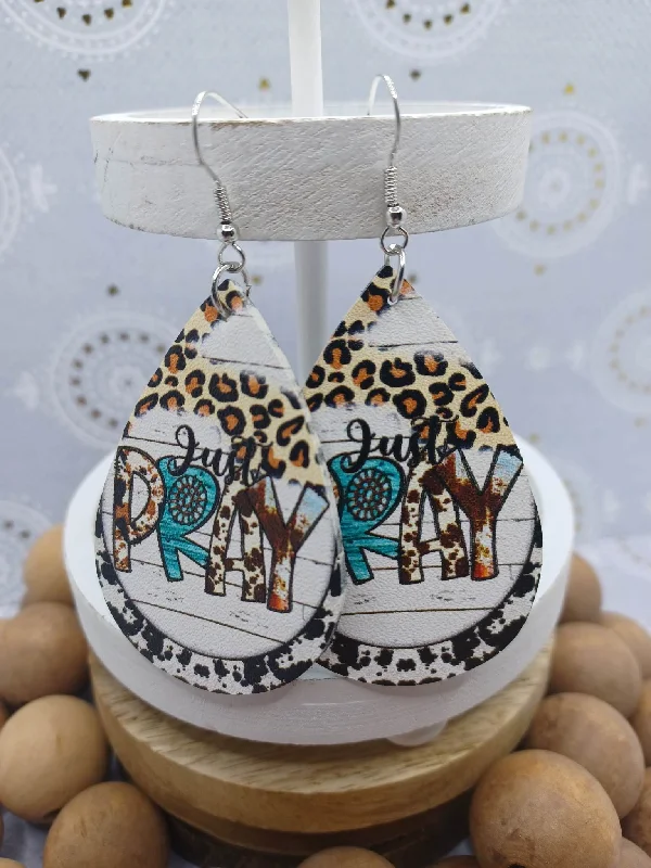 Christmas Enchanting Celebrations Just Pray Leather Style Earrings
