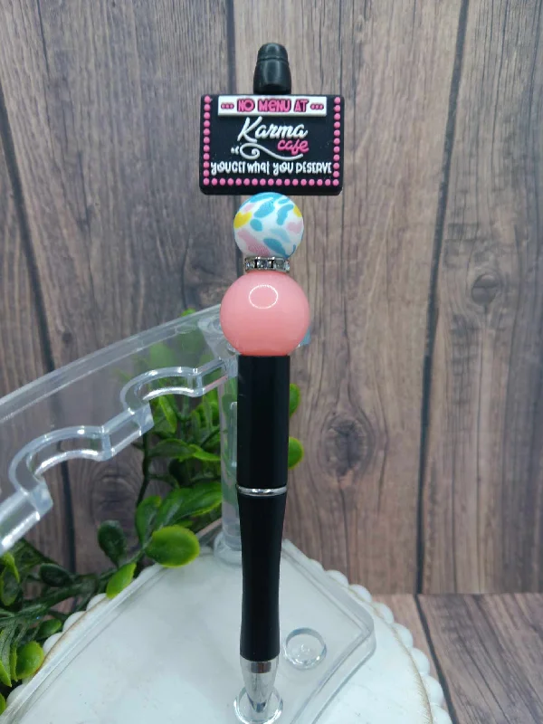 Christmas Stockings Karma Cafe Beaded Ink Pen - Solid Pink