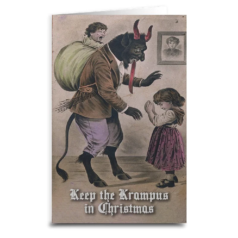 Christmas Gift Packing Station Keep the Krampus in Christmas Card