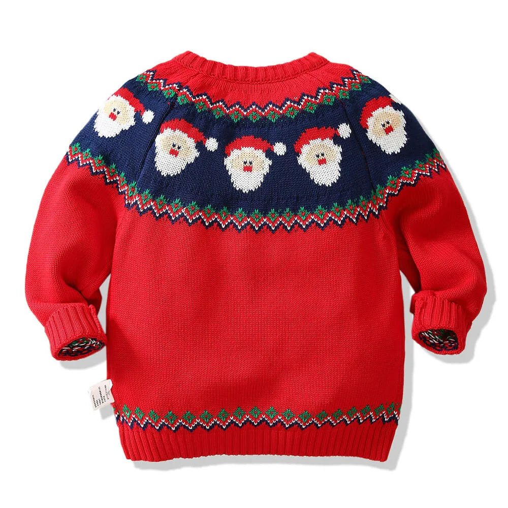 Kids Red & Navy HOHO Cardigan Sweater Round Neck