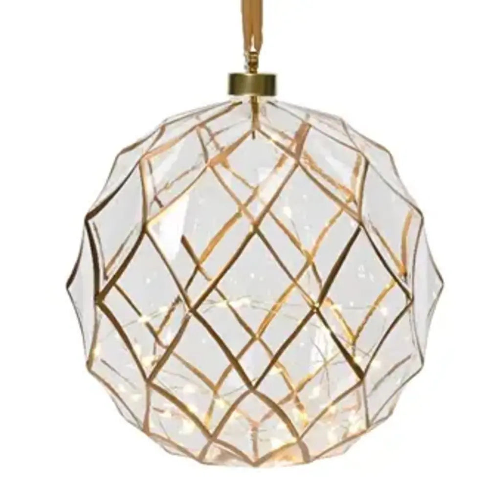 Christmas Wishes Large Glass Bauble with Micro LED Lights 20cm