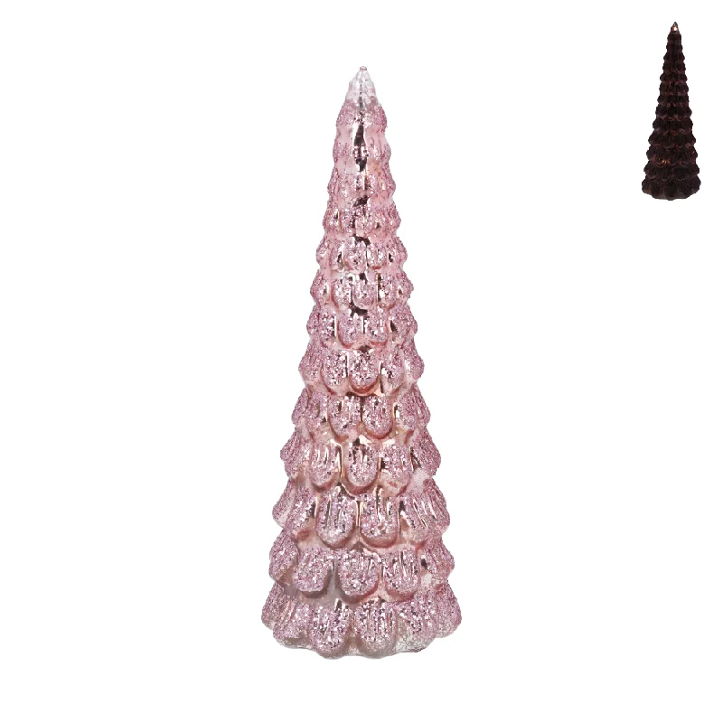 Christmas Fireplace Decor Large Pink Glass LED Tree