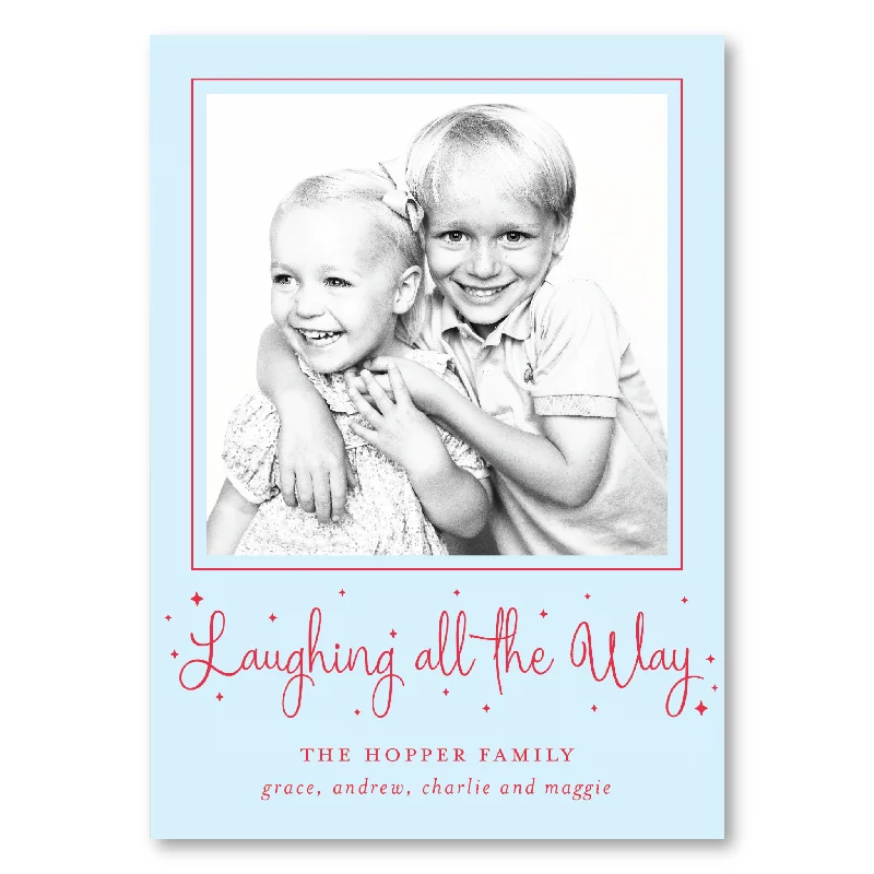 Christmas Celebration Laughing All the Way Photo Holiday Card