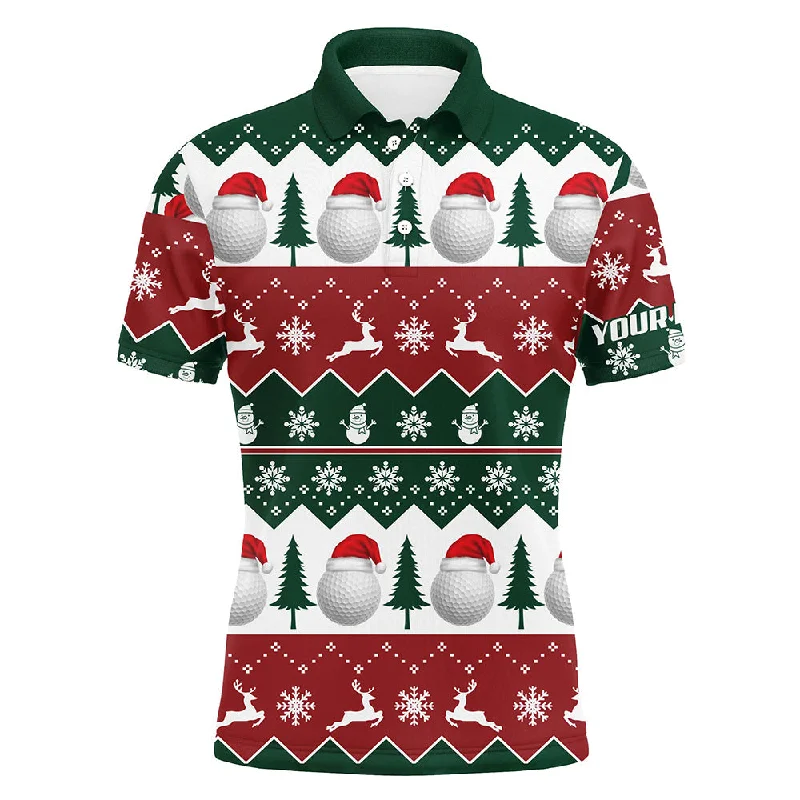 Christmas Eve Golf Santa Merry Christmas Tree Snow Mens Polo Shirt Customized Christmas Golf Gifts For Men LDT0459