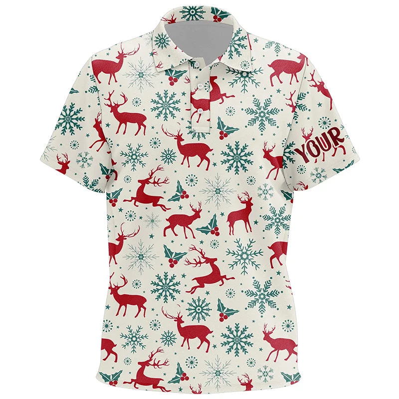 Vintage Christmas With Reindeer Snowflakes Kids Golf Polo Shirts Winter Holiday Golf Gifts For Kid LDT0461 Vintage Christmas With Reindeer Snowflakes Kids Golf Polo Shirts Winter Holiday Golf Gifts For Kid LDT0461