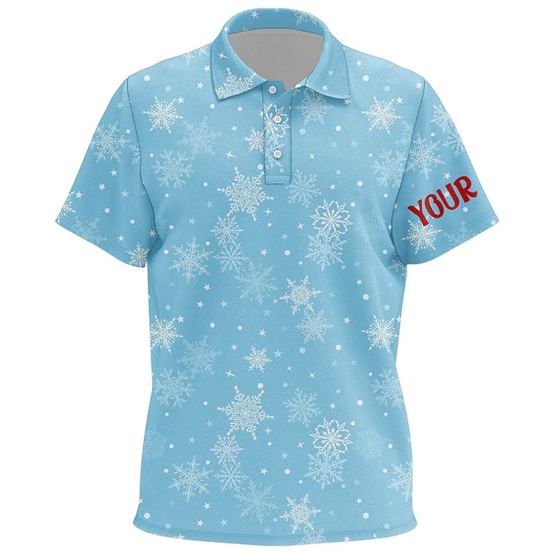 Snowflakes In Blue Christmas Kids Golf Polo Shirts Customized Winter Holiday Golf Gifts For Kid LDT0462 Snowflakes In Blue Christmas Kids Golf Polo Shirts Customized Winter Holiday Golf Gifts For Kid LDT0462