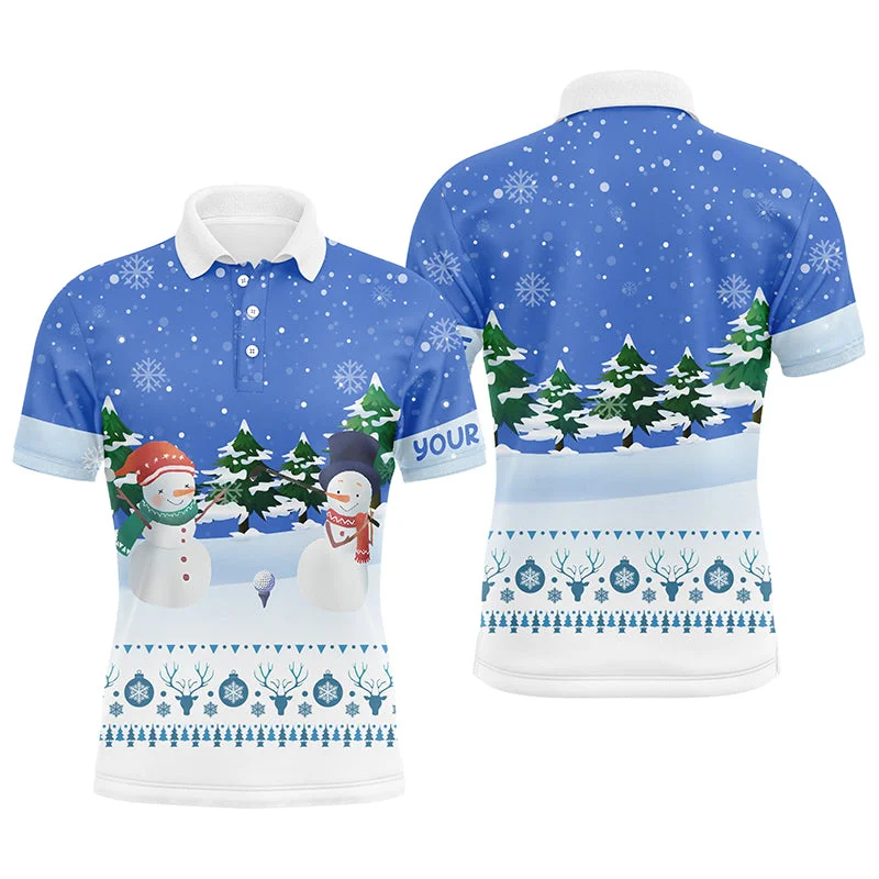 Snowman Blue Christmas Mens Golf Polo Shirt Custom Golf Shirts For Men Winter Holiday Golf Gifts LDT0498 Snowman Blue Christmas Mens Golf Polo Shirt Custom Golf Shirts For Men Winter Holiday Golf Gifts LDT0498