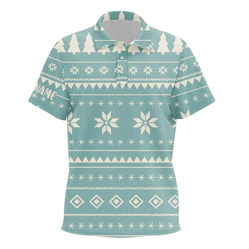 Mint Christmas Pattern With Tree Snowflakes Kids Golf Polo Shirt Holiday Winter Unisex Kid Golf Tops LDT0574 Mint Christmas Pattern With Tree Snowflakes Kids Golf Polo Shirt Holiday Winter Unisex Kid Golf Tops LDT0574