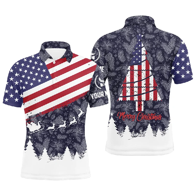 Merry Christmas Usa Flag Mens Golf Polo Shirts Custom Patriotic Golf Shirts For Men Golf Gifts LDT0576 Merry Christmas Usa Flag Mens Golf Polo Shirts Custom Patriotic Golf Shirts For Men Golf Gifts LDT0576