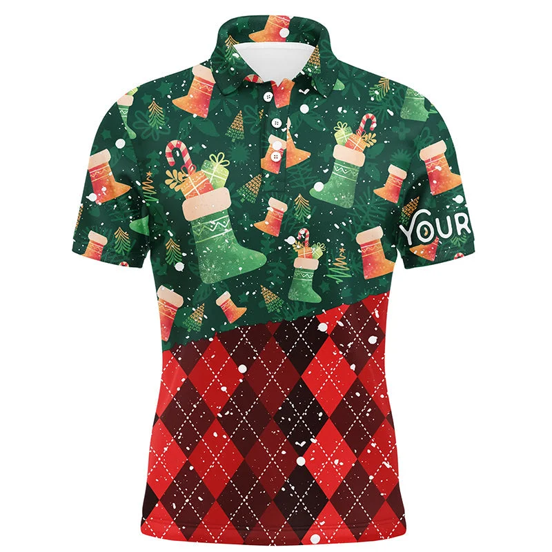 Christmas Socks Green Red Argyle Pattern Mens Golf Polos Winter Golf Shirts For Men Golf Gifts LDT0579 Christmas Socks Green Red Argyle Pattern Mens Golf Polos Winter Golf Shirts For Men Golf Gifts LDT0579