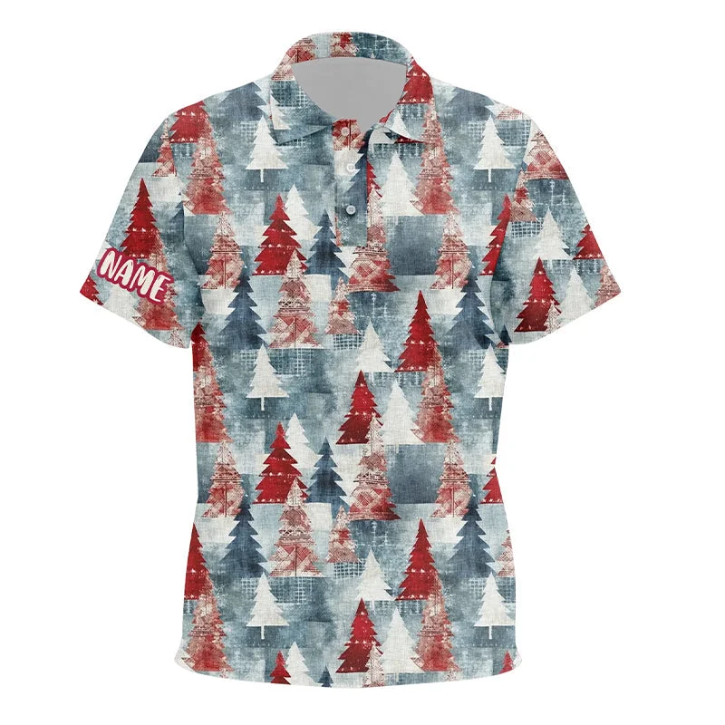 Grunge American Christmas Tree Red Blue Unisex Kids Golf Polo Shirts Vintage Golf Shirts For Kid LDT0583 Grunge American Christmas Tree Red Blue Unisex Kids Golf Polo Shirts Vintage Golf Shirts For Kid LDT0583