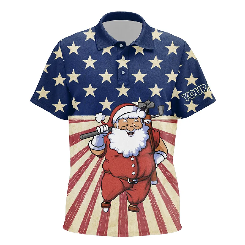 Santa Christmas Vintage American Flag Kids Golf Polo Shirts Unisex Funny Golf Shirts For Kid Golf Gifts LDT0592 Santa Christmas Vintage American Flag Kids Golf Polo Shirts Unisex Funny Golf Shirts For Kid Golf Gifts LDT0592