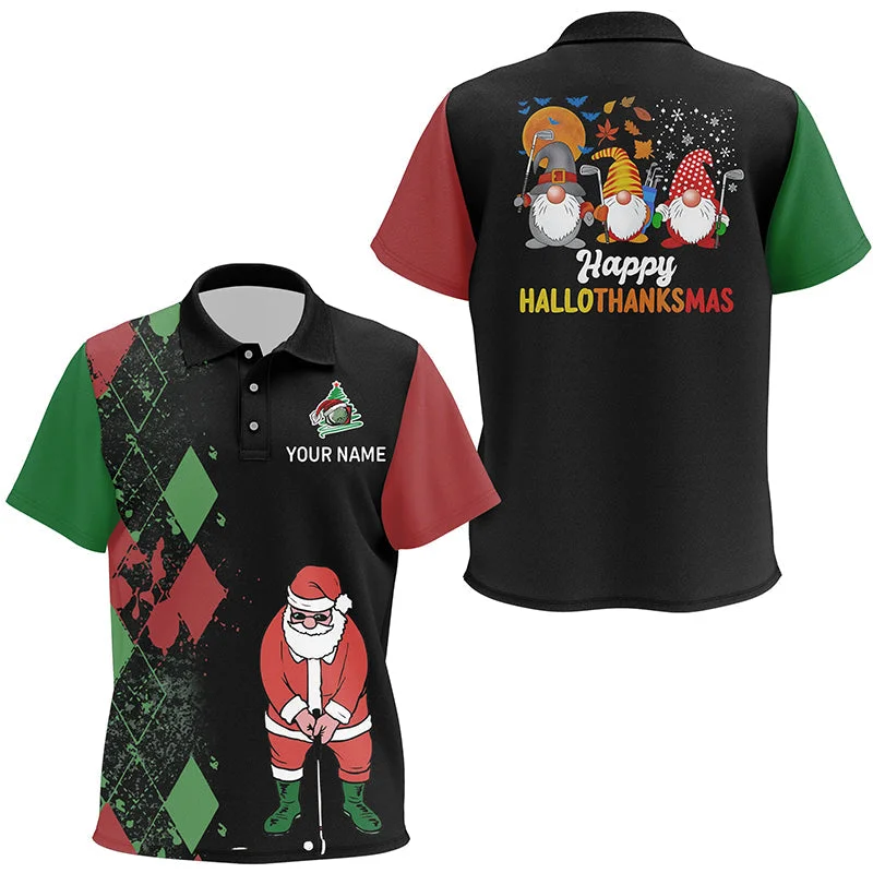 Happy Hallothanksmas Christmas Argyle Santa Playing Golf Kids Unisex Polo Shirt Funny Golf Tops LDT0594 Happy Hallothanksmas Christmas Argyle Santa Playing Golf Kids Unisex Polo Shirt Funny Golf Tops LDT0594