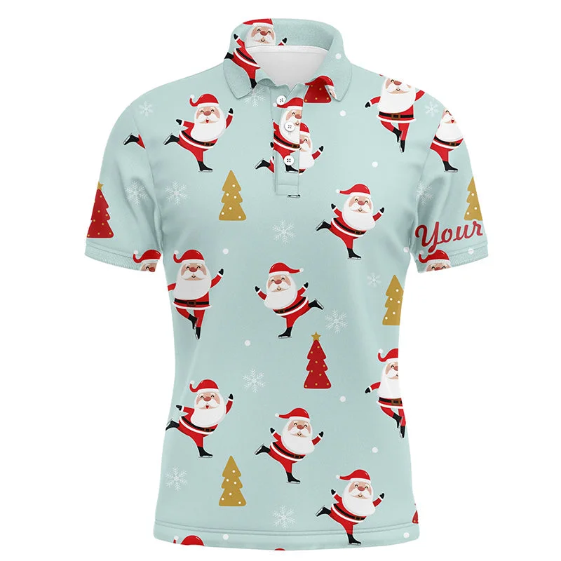 Christmas Pattern With Christmas Tree And Santa Mens Golf Polo Shirts Funny Golf Shirts For Men LDT0613 Christmas Pattern With Christmas Tree And Santa Mens Golf Polo Shirts Funny Golf Shirts For Men LDT0613