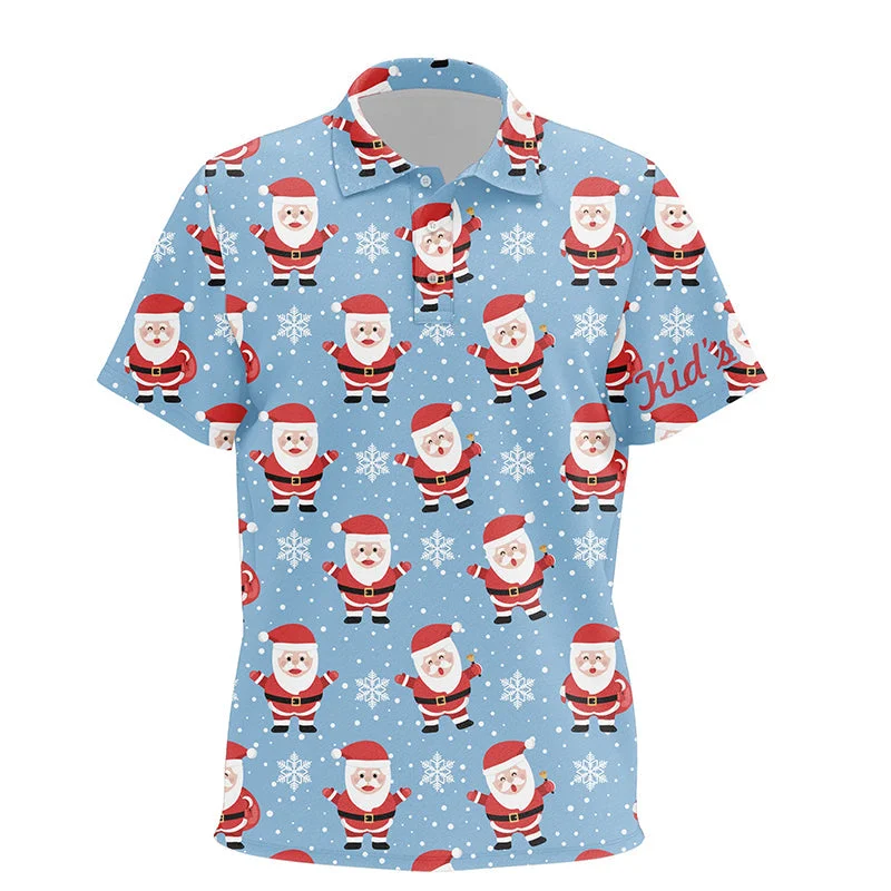 Christmas Santa Snowflakes Kids Golf Unisex Polo Shirts Blue Custom Name Funny Golf Gifts For Kid LDT0614 Christmas Santa Snowflakes Kids Golf Unisex Polo Shirts Blue Custom Name Funny Golf Gifts For Kid LDT0614