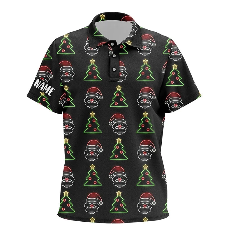 Neon Christmas Tree And Santa Kids Golf Unisex Polo Shirts Custom Funny Golf Shirts For Kid LDT0621 Neon Christmas Tree And Santa Kids Golf Unisex Polo Shirts Custom Funny Golf Shirts For Kid LDT0621