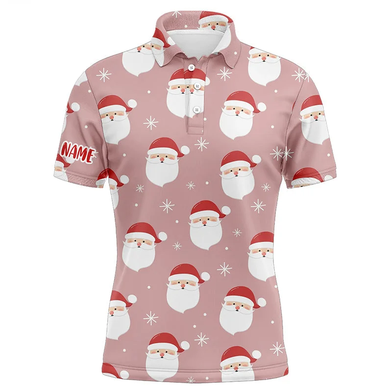 Happy Santa Christmas Pink Mens Golf Polo Shirts Customized Funny Golf Outfit For Mens LDT0623 Happy Santa Christmas Pink Mens Golf Polo Shirts Customized Funny Golf Outfit For Mens LDT0623