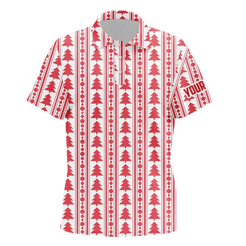 Red Christmas Trees & Garlands Flat Golf Kid Polo Shirts Customized Unisex Golf Shirts For Kid LDT0639 Red Christmas Trees & Garlands Flat Golf Kid Polo Shirts Customized Unisex Golf Shirts For Kid LDT0639