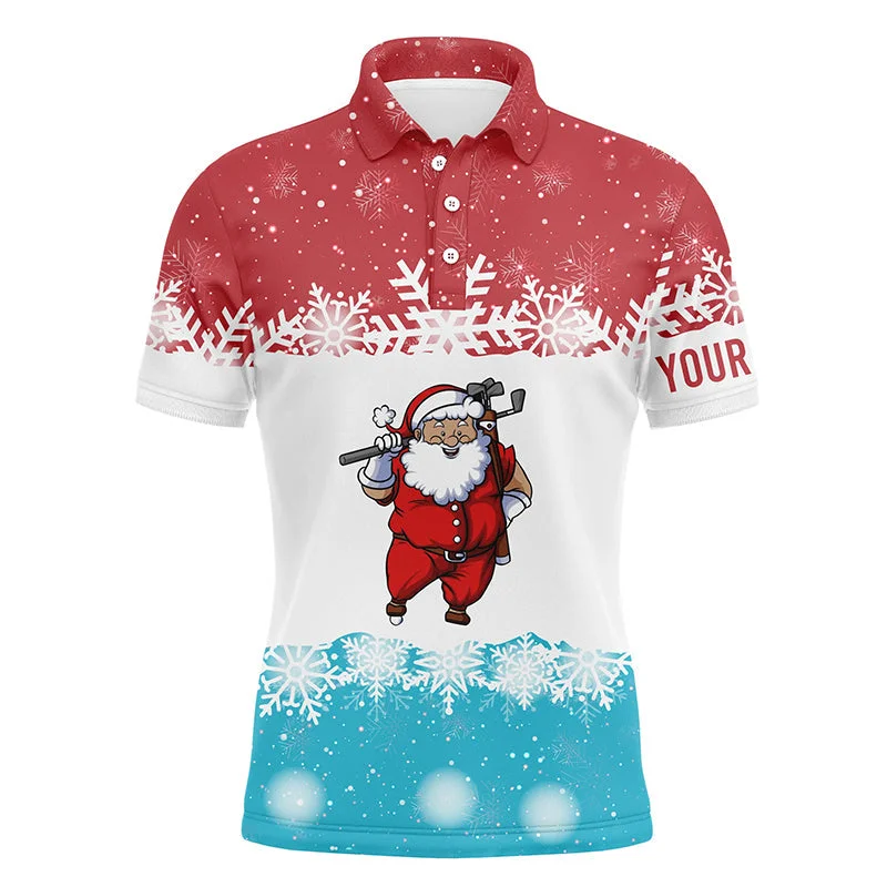 Santa Playing Golf Red Blue Mens Polo Shirt Christmas Golf Shirts For Men Golf Gifts LDT0644 Santa Playing Golf Red Blue Mens Polo Shirt Christmas Golf Shirts For Men Golf Gifts LDT0644