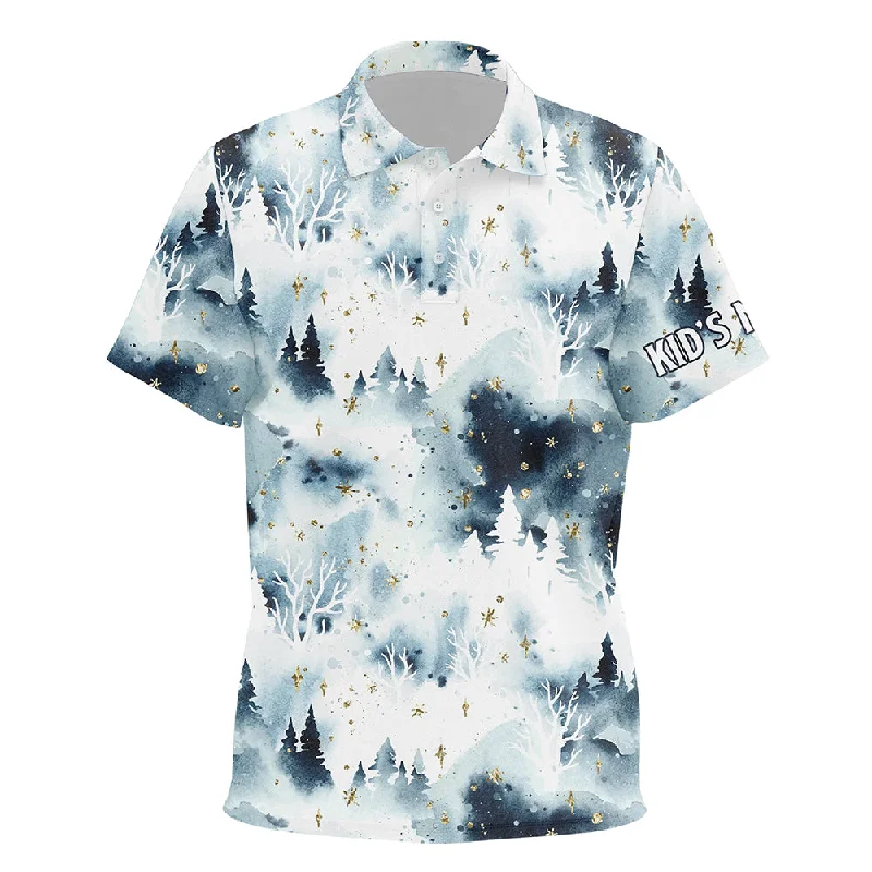 Watercolor Night Sky Forest Christmas Trees Kid Golf Polo Shirts Christmas Golf Shirts For Kid LDT0658 Watercolor Night Sky Forest Christmas Trees Kid Golf Polo Shirts Christmas Golf Shirts For Kid LDT0658