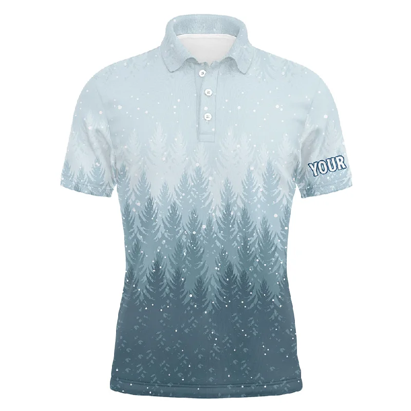 Winter Night Forest Christmas Mens Golf Polo Shirts Snow Blue Golf Shirts For Men Golfing Gifts LDT0660 Winter Night Forest Christmas Mens Golf Polo Shirts Snow Blue Golf Shirts For Men Golfing Gifts LDT0660