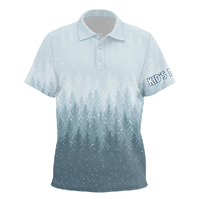 Winter Night Forest Christmas Kids Golf Polo Shirts Snow Blue Golf Shirts For Kid Golfing Gifts LDT0660 Winter Night Forest Christmas Kids Golf Polo Shirts Snow Blue Golf Shirts For Kid Golfing Gifts LDT0660