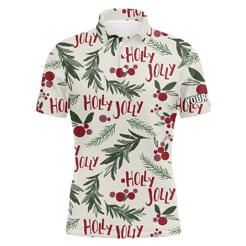 Holly Jolly Christmas Tropical Mens Golf Polo Shirt Custom Name Golf Shirts For Men LDT0661 Holly Jolly Christmas Tropical Mens Golf Polo Shirt Custom Name Golf Shirts For Men LDT0661