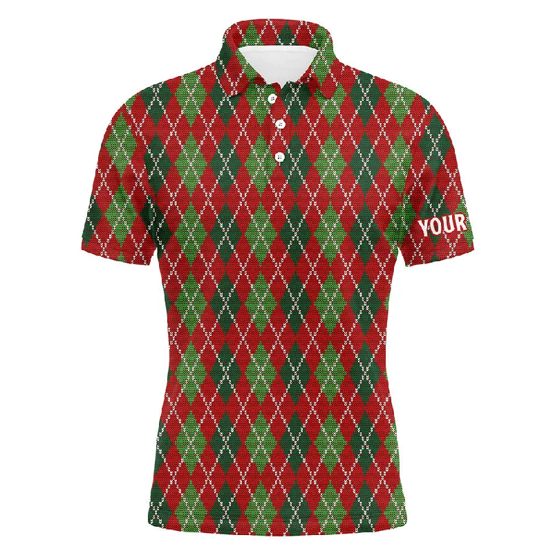 Christmas Argyle Knitted Mens Golf Polo Shirt Red Green All Over Print Golf Shirt For Men LDT0662 Christmas Argyle Knitted Mens Golf Polo Shirt Red Green All Over Print Golf Shirt For Men LDT0662