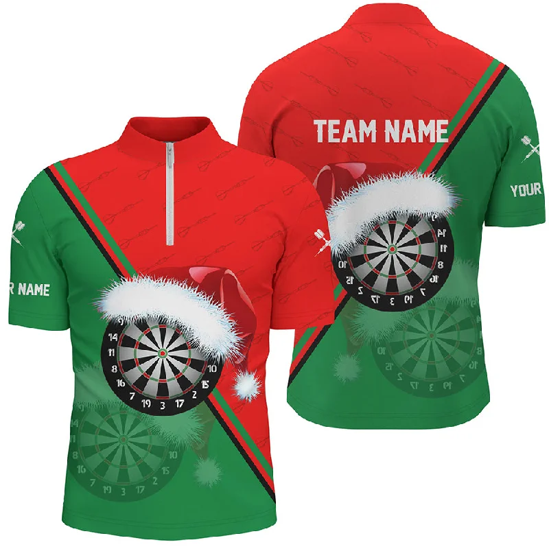 Christmas Market Red Green Santa Darts Board Christmas Darts Quarter Zip Shirt Custom Dart Jersey For Men LDT0919