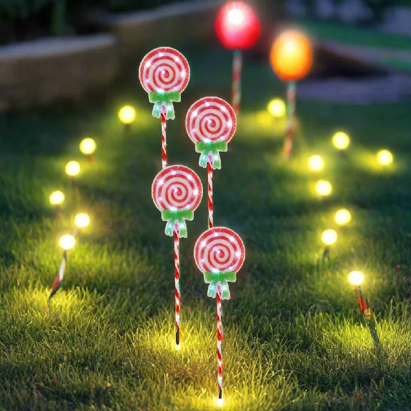 Set of 4 LED Candy Lollipop Path Lights