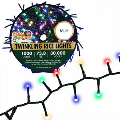 Christmas Festive Candle Arrangements LED Cluster Rice Light Set, Multi-Color, 1000-Ct. Christmas Festive Candle Arrangements LED Cluster Rice Light Set, Multi-Color, 1000-Ct.