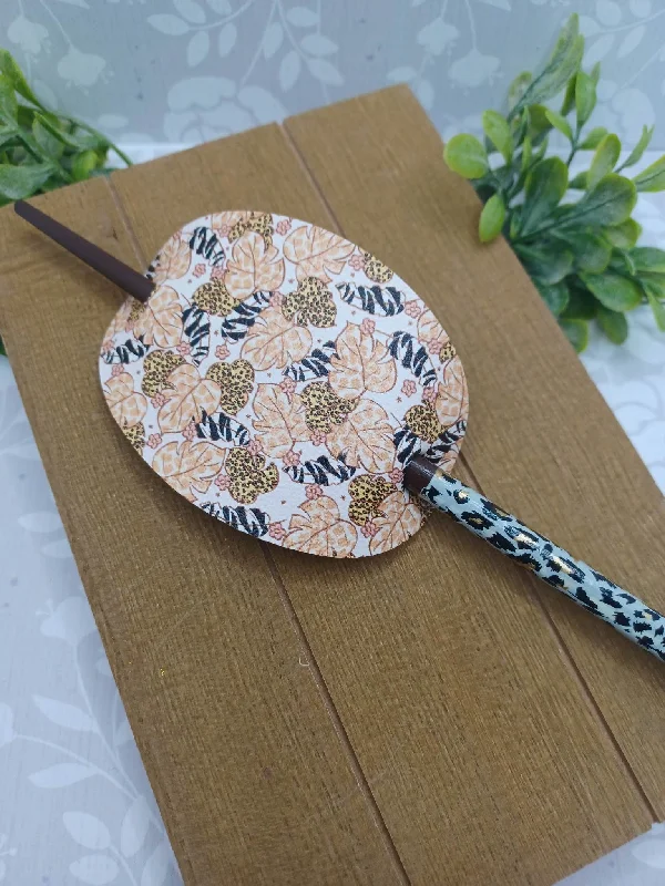 Christmas Handmade Pine Wreaths Leopard & Cow Print Patterned Ponytail Accessory w/ Black Leopard Hair Stick Christmas Handmade Pine Wreaths Leopard & Cow Print Patterned Ponytail Accessory w/ Black Leopard Hair Stick