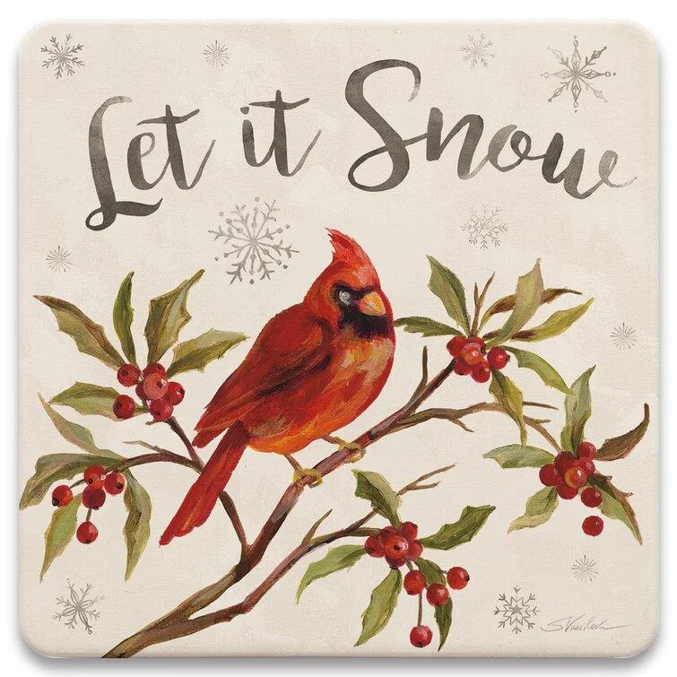 Christmas Festive Night Lights Let It Snow Cardinal Tabletop Art Drink Coasters Set Of Four - Christmas Décor Accent (Set of 4) Christmas Festive Night Lights Let It Snow Cardinal Tabletop Art Drink Coasters Set Of Four - Christmas Décor Accent (Set of 4)