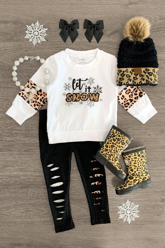 Christmas Gifts "Let It Snow" Distressed Legging Set