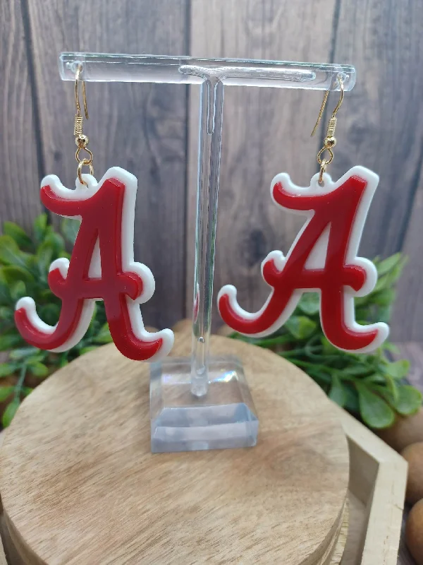 Christmas Holiday Gathering Letter "A" Earrings