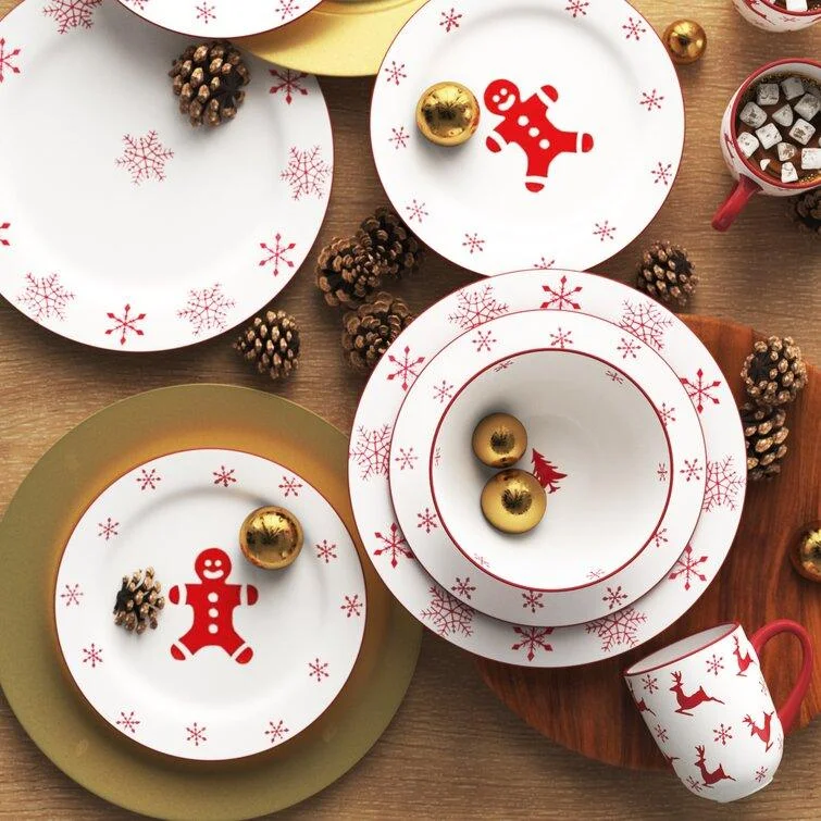 Christmas Wrapping Licorice 16 Piece Dinnerware Set, Service for 4