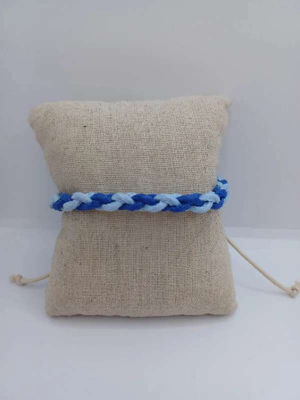 Christmas Winter Scenery Light & Dark Blue Woven & Braided Bracelet