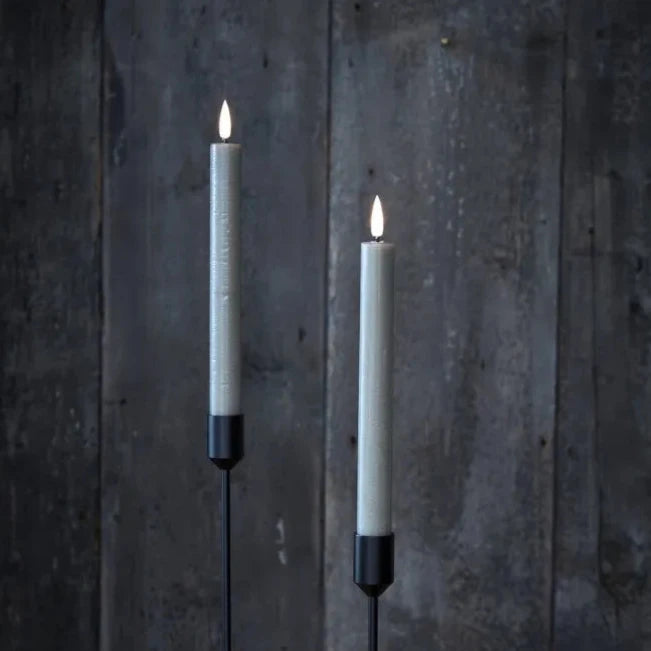 Christmas Festive Festivities Light Grey LED Candles  | Set of Two