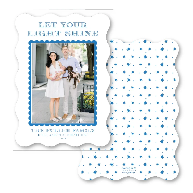 Christmas Fireplace Light Shine Wavy Die-Cut Holiday Card