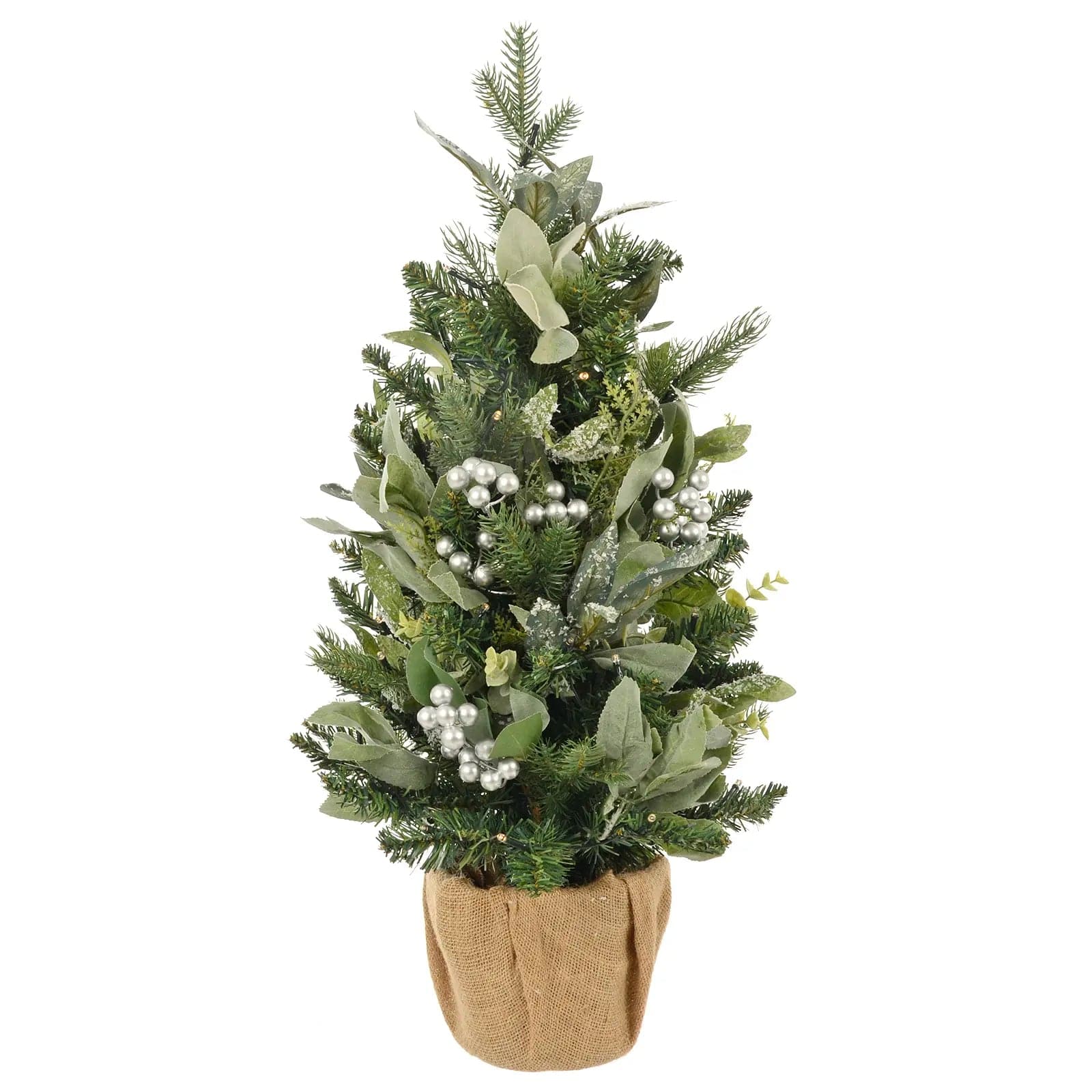 Christmas Enchanting Celebrations Light Up Mini Christmas Tree Silver Berries Frosted Green 60cm Christmas Enchanting Celebrations Light Up Mini Christmas Tree Silver Berries Frosted Green 60cm