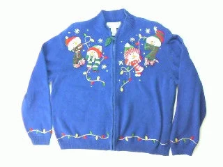 Christmas Wrapping Light Up My Life  Frosty-Large Christmas Sweater