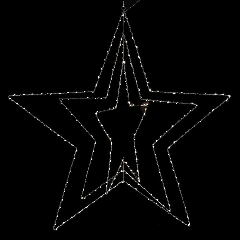 Christmas Festive Santa Hats Lit 3D Hanging Star 100cm